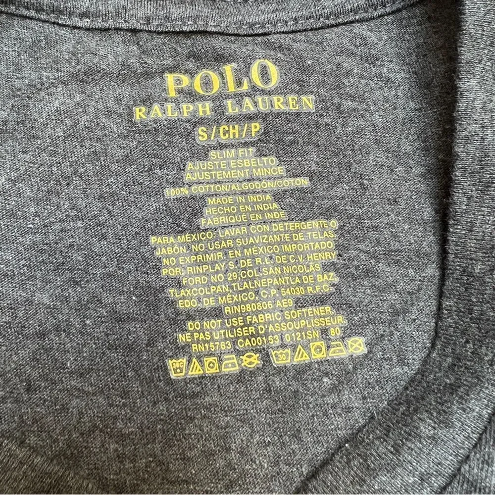 Polo Ralph Lauren V neck Cotton Shirt in Charcoal Gray Small